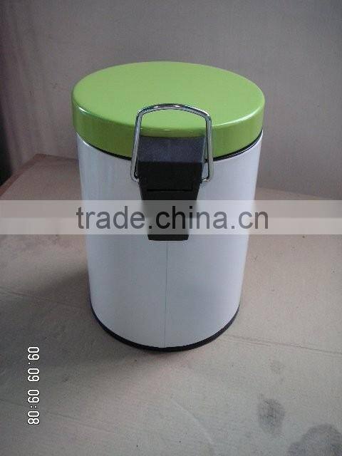 flat lid powder coated finished soft close steel trash can