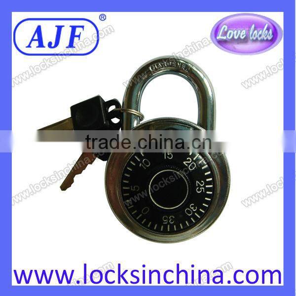 1 7/8" Locker lock with 3 dial combination lock and key for cabinet