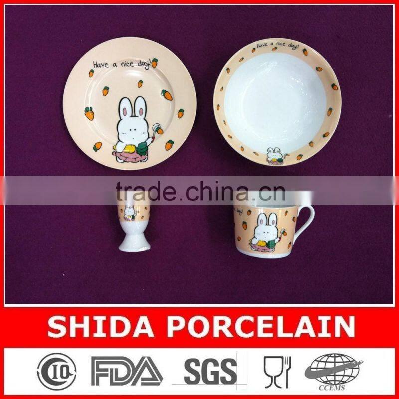 brand new porcelain children breakfast set 4pcs children dinner set