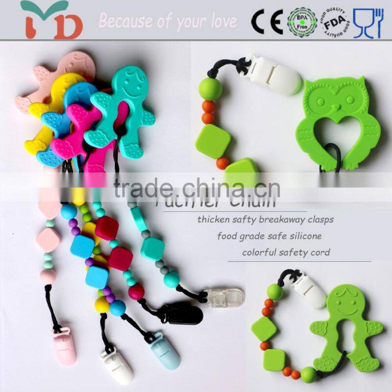 Food Grade BPA Free baby teething dummy clips wholesale