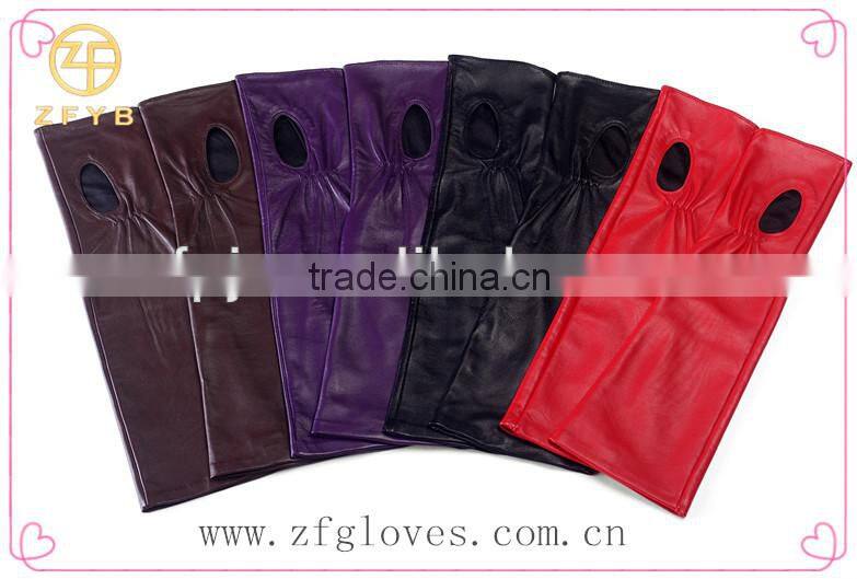 ZF 2311 Winter Fashion Long Leather Fingerless Glove
