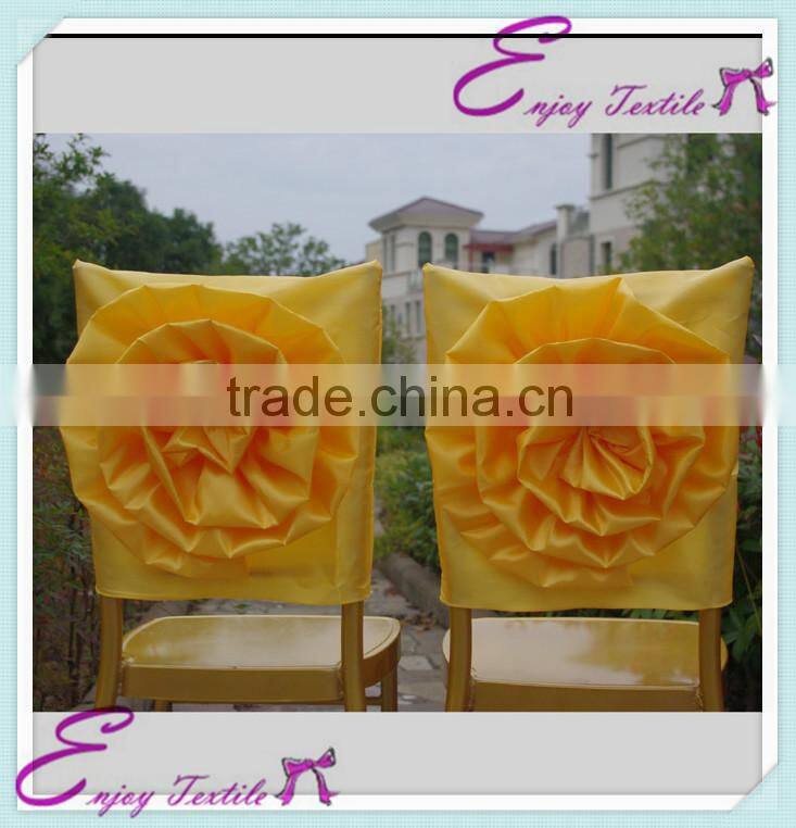 YHC#106 satin handmade flower-polyester banquet wedding wholesale cheap chiavari chair cover