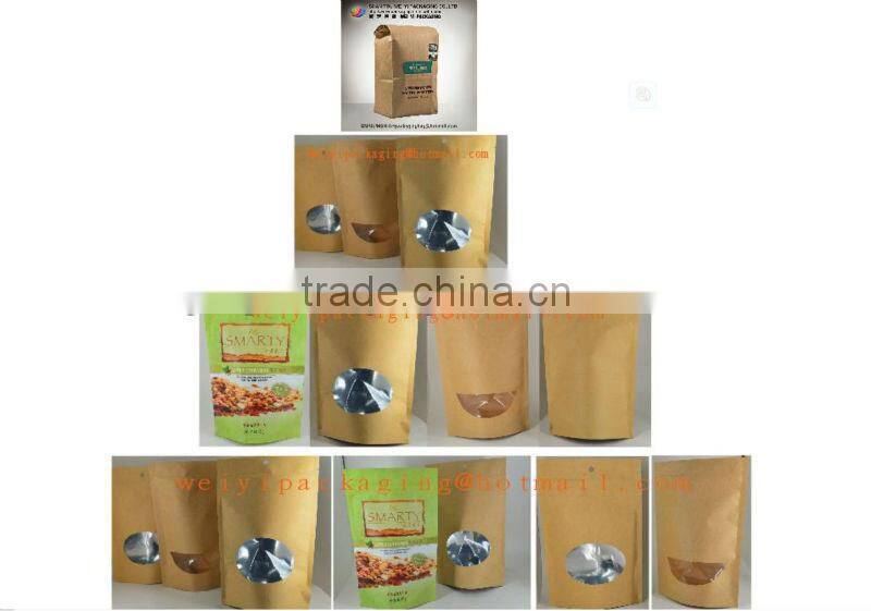 Biodegradable laminated kraft paper stand up pouches for tea packaging