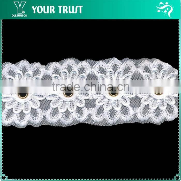 10MM Colorful Flat Grommet White Polyester Lace Metal EyeletTrimming