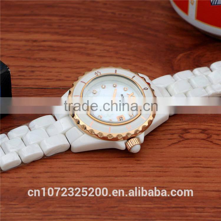2016 BOSCEN Ladies Fashion White Ceramic Crystal Diamond Watches 3atm Water Resistant