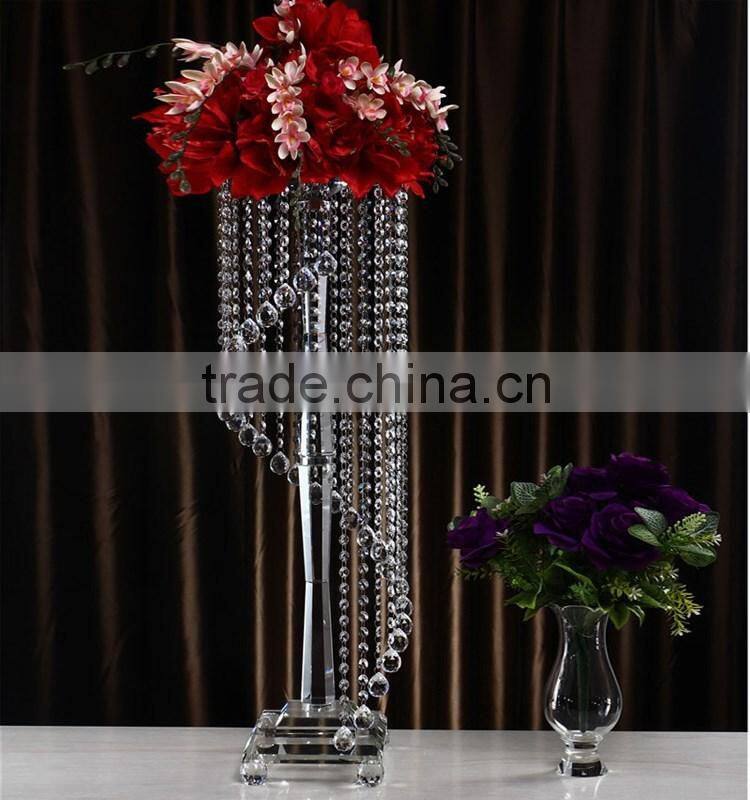 wholesale custom made size tall crystal wedding flower stand centerpieces