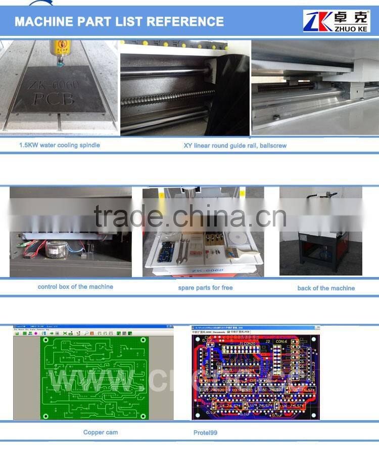 Jinan Zhuoke small mini pcb cnc milling drilling machine working table moving ZK-6060 600*600mm