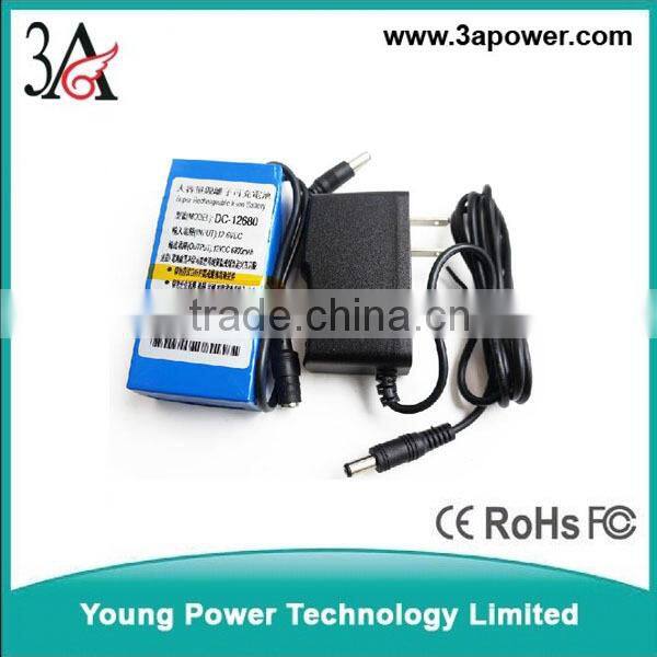 12v 8ah led light lithium polymer lithium battery with bms and charger switch DC55 plug
