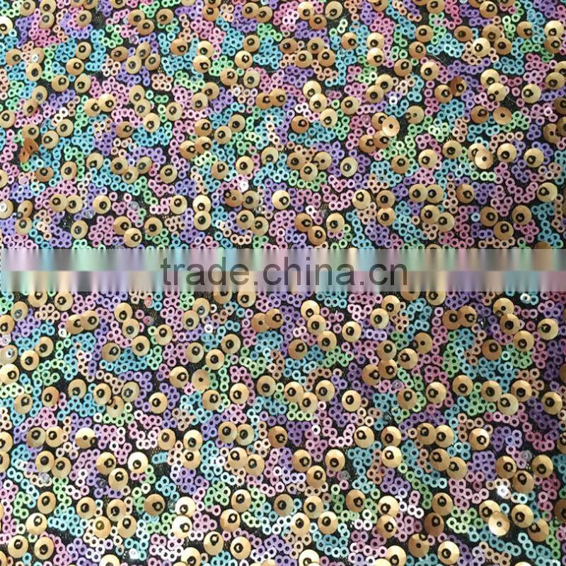 3mm 5mm colorful sequins embroidery fabric