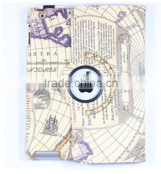 2016 hot selling leather cover for iPad smart case map