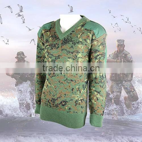 Woodland camo. high quality V colar military pullover for camping