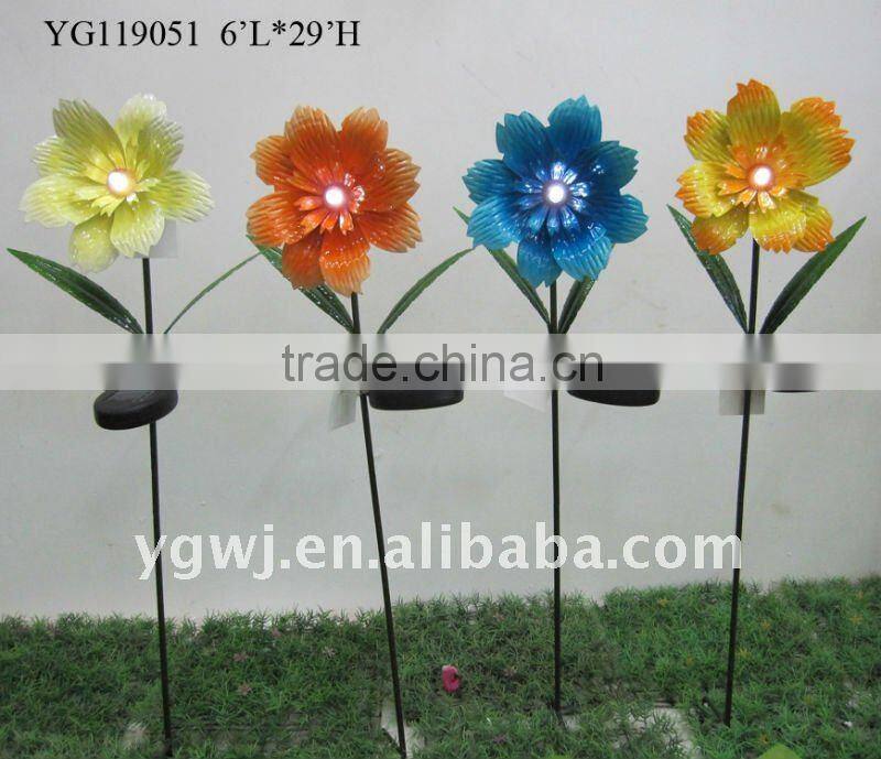 solar metal flower lawn stake