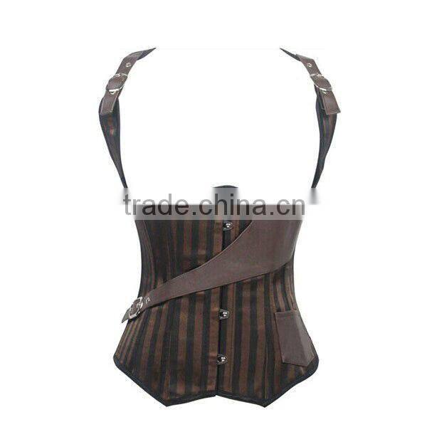 2015 new design sexy vintage waist training corsets plus size corsets bustiers for women stripe underbust corsets wholesale