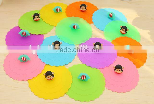 Hot sales Fruit/animal decoration Silicone Cup Lid