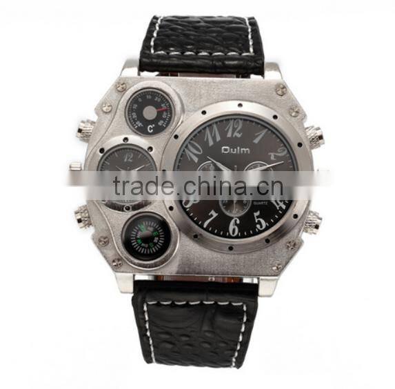 wholesale fashion leather big face quartz mens wrist watches