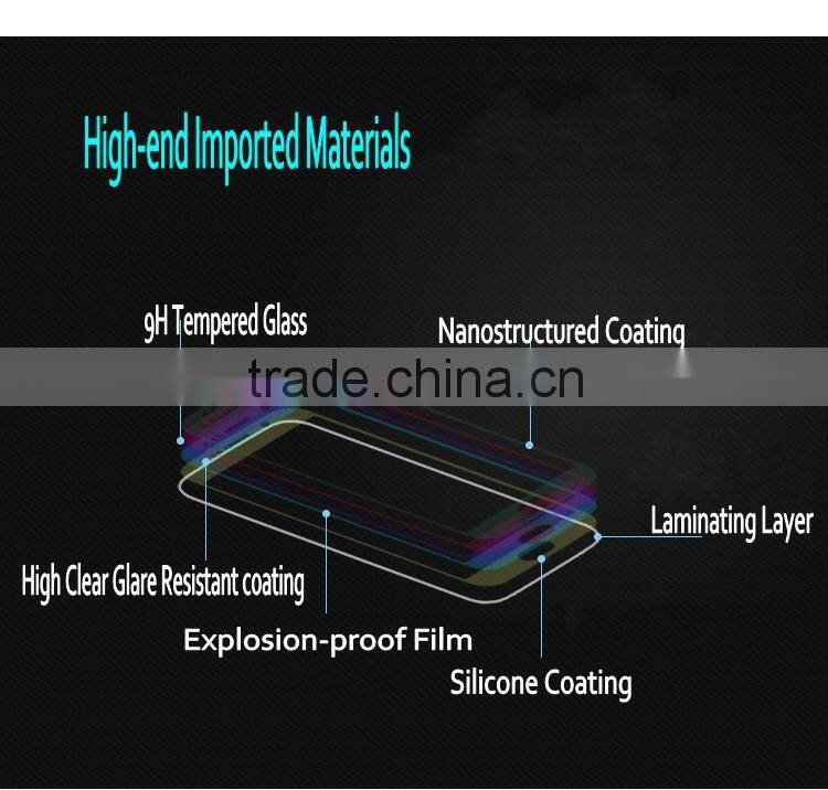 Silk printing 9H 0.33mm tempered glass screen protector for samsung galaxy S6