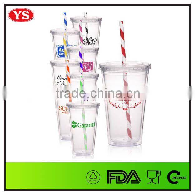 16oz bpa free double wall plastic smoothie cups with straw
