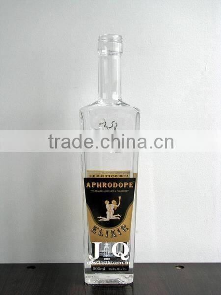 500ml clear glass vodka bottle