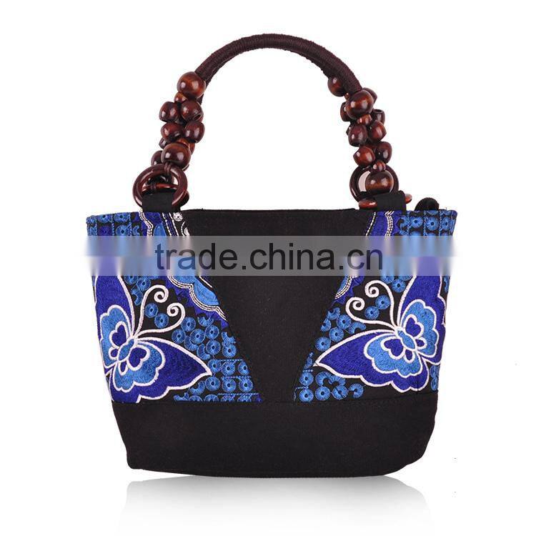 China ethnic Boho style canvas ethnic embroidery woman handbag