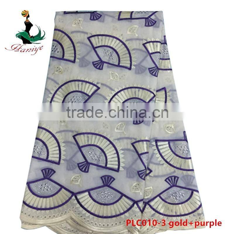 Haniye 2016 latest High Quality Swiss Cotton Lace Fabric 100% Cotton Polish Lace with stones/PLC010