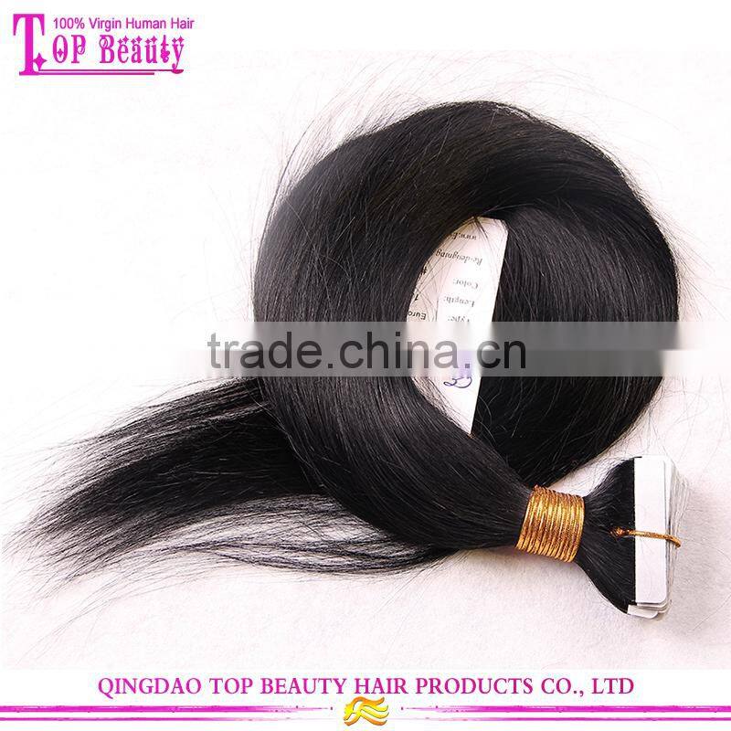 Wholesale 100% european hair tape hair extension high quality straight tape hair