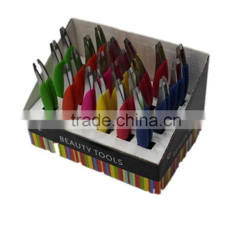 High end package eyebrow tweezers in plastic case