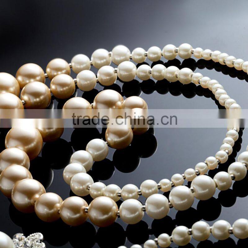 Glass Beads Chucky Necklace with Imtation Pearls Assortment