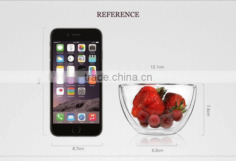 wholesale double wall glass bowl 200ml handmade high borosilicate glassware N6013