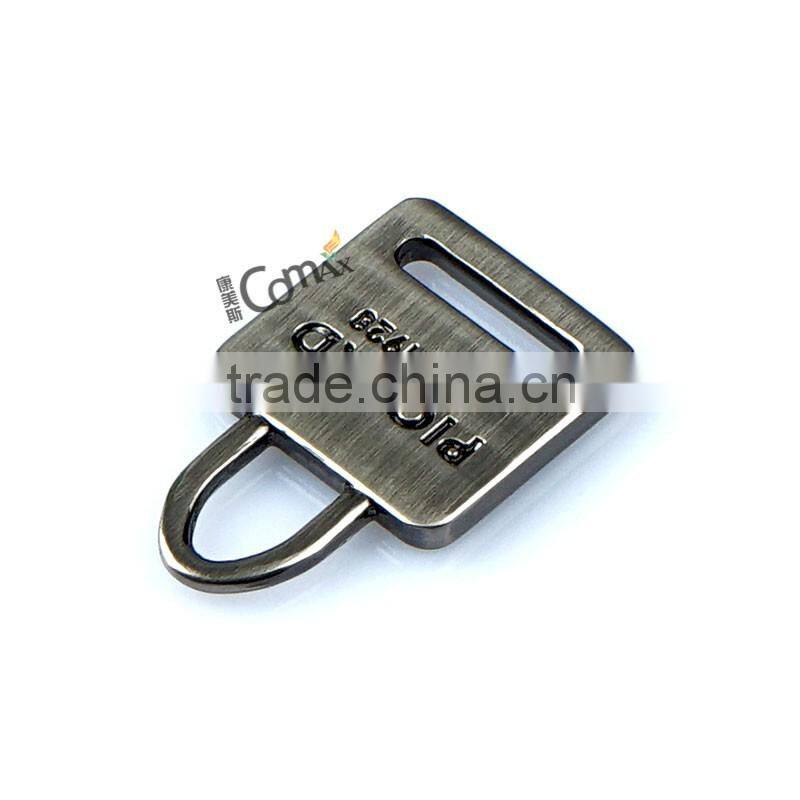 Mini rectangular alloy brush gun metal custom zipper puller