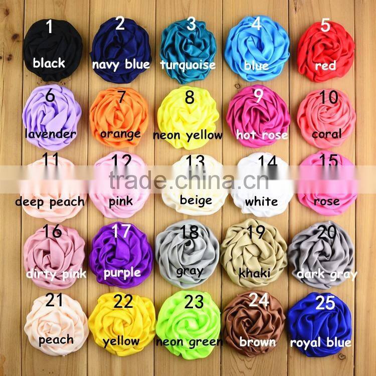 Decorative flower 7.5cm wide satin silk roses flower for clothes/hair accessories