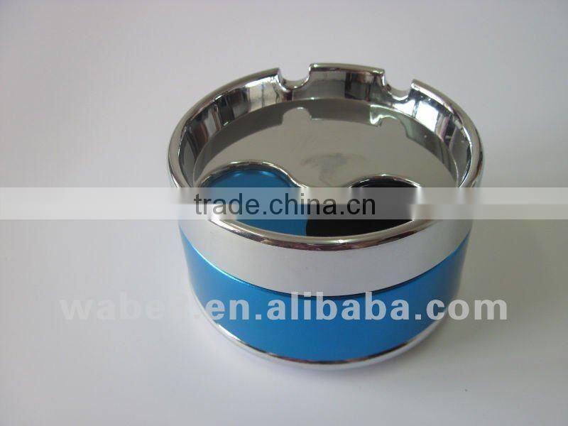 round portable metal ashtray