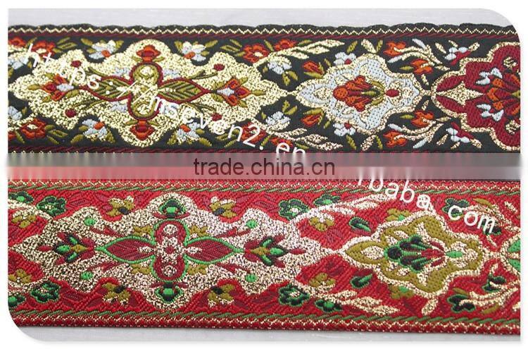 Newest 4.3cm width ethnic embroidery webbing polyester for garment/bag