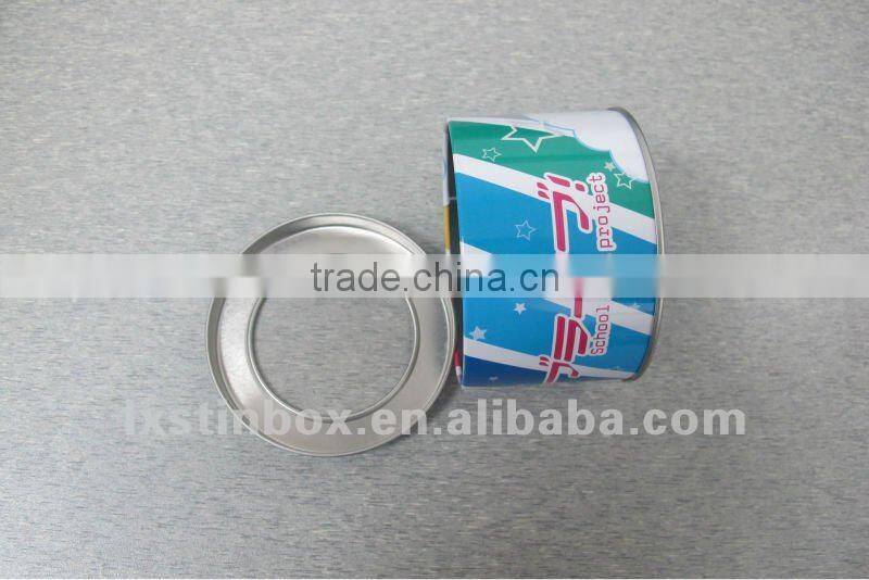 round shape with transparent window cylinder tin box