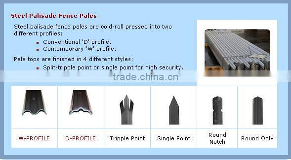Picket style palisade fence panels design with professional manufactory