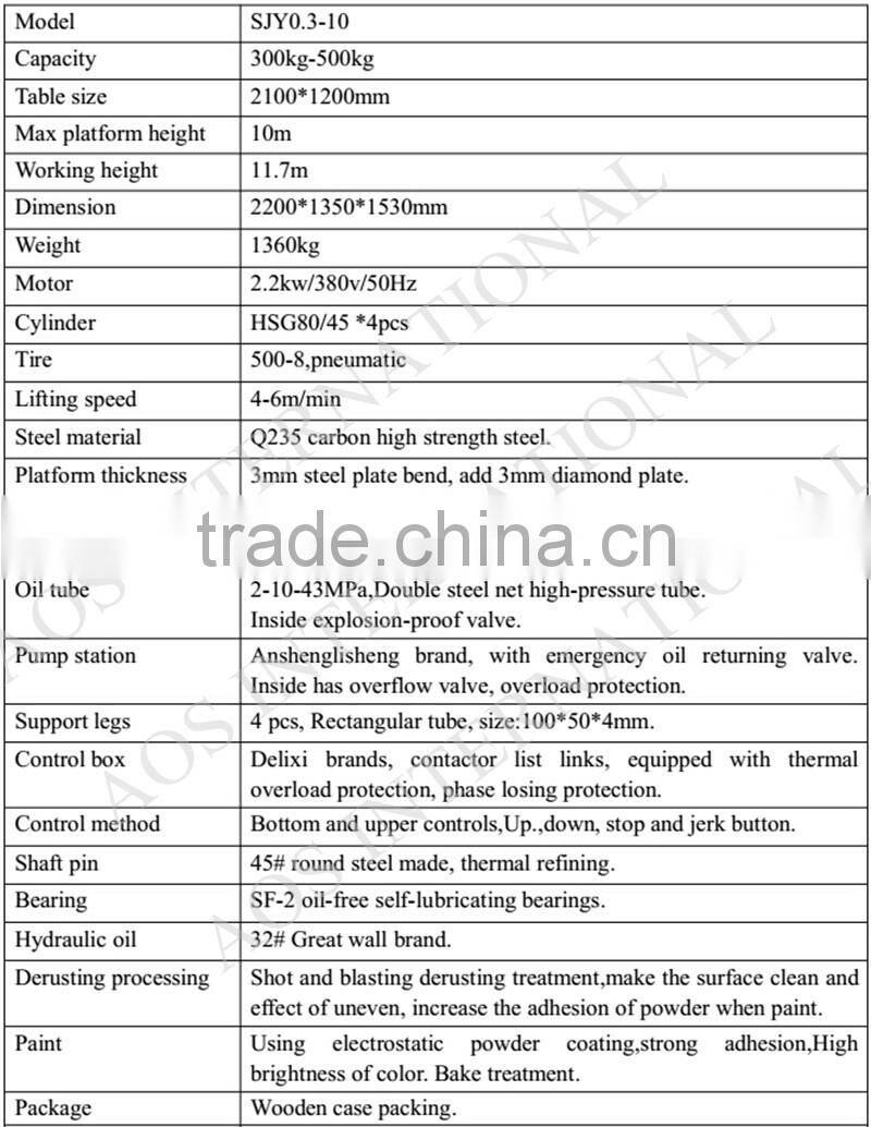 China Shandong Aos electric scissor lift for overseas selling