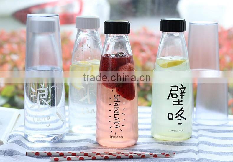 PC decorative bpa free plastic lemon juice cup with bags