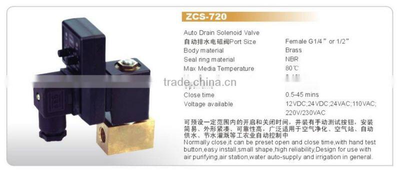BONA Air Compressor auto dump Brass Solenoid Valve