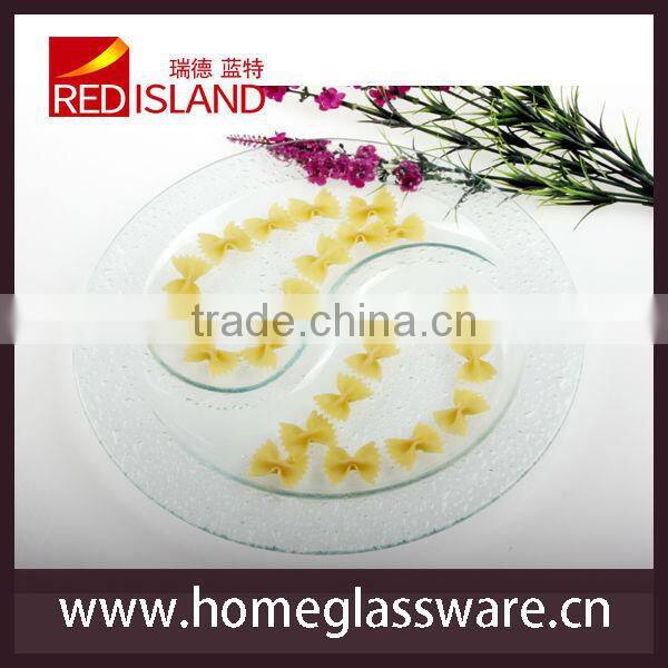 engraving divided glass candy plate fruit glass plate