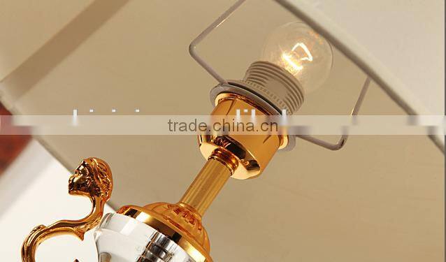 Gold plated hardware decortive crystal table lamp with lampshade