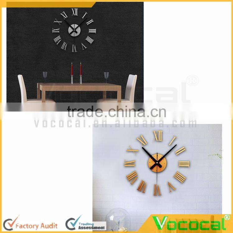 Modern DIY Art 3D Metal Roman Numeral Wall Clock for Home Office Decoration