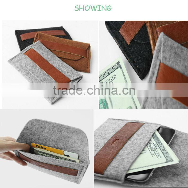 Felt phone wallet bag, leather phone wallet bag