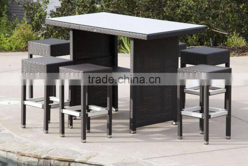 2017 Trade Assurance Most Popular aluminium rattan handmade outdoor modern dining pool table set furniture