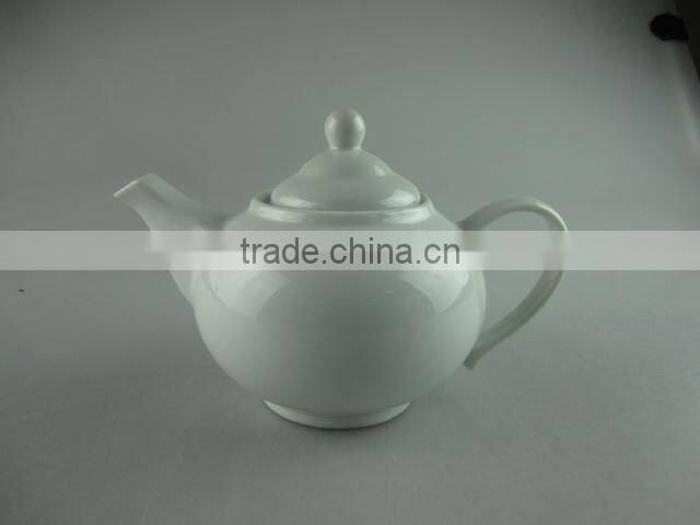Stocked White round ceramic tea pot, coffee pot