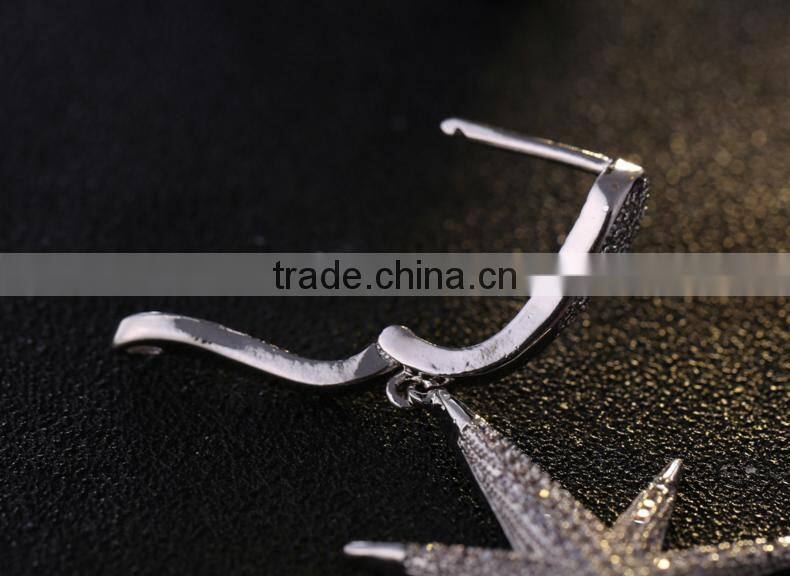 Wholesale Stock Small Order Fashion Women long Star Zircon Earrings