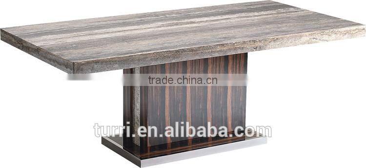 Small Square ebony veneer white marble top coffee table