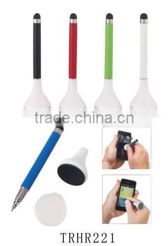 Promotional 3 in 1 plastic touch ball pen with screen cleaner