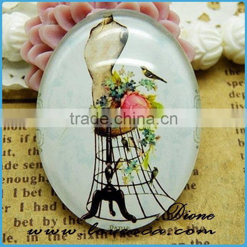 Best Selling Various Images Oval Flat Round Back Glass Gemstone Photo Jewelry Cabochons