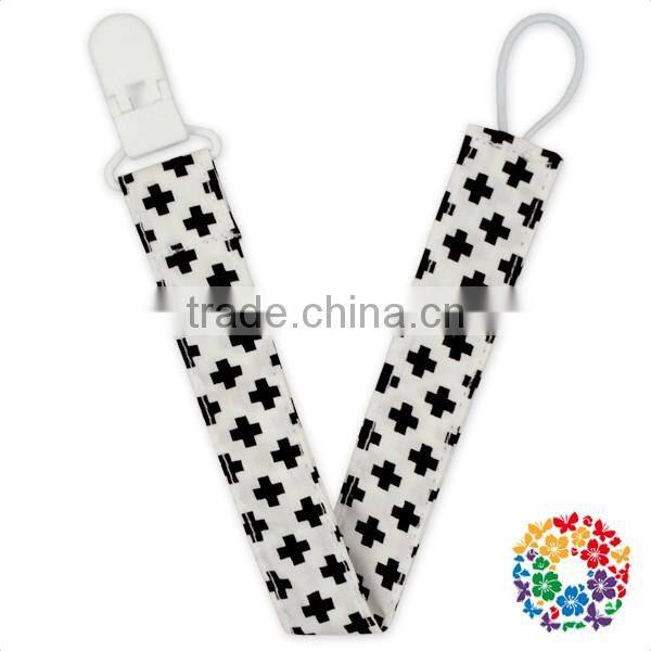 elastic loop cotton ribbon white plastic pacifier clip