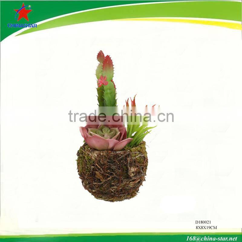 artificial succulent plants with rattan pot