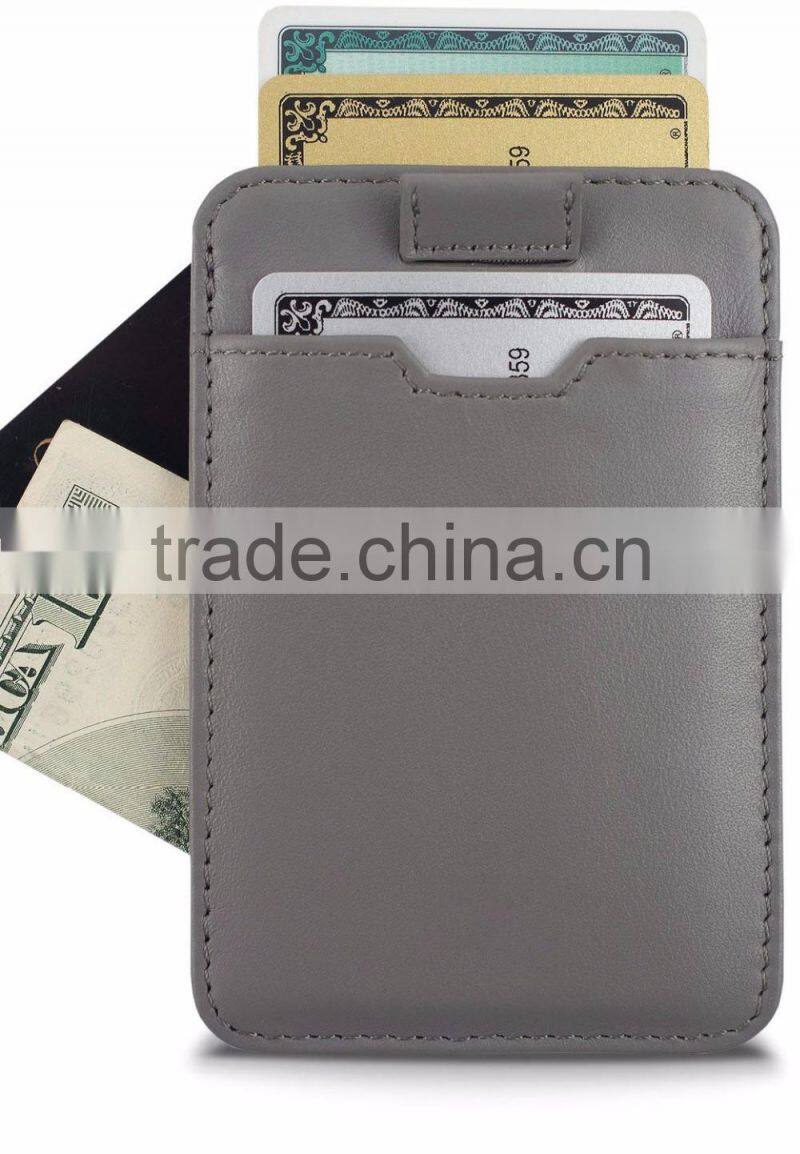 Italian Leather Ultra Thin Card Holder Slim Card Sleeve Wallet with RFID Protection